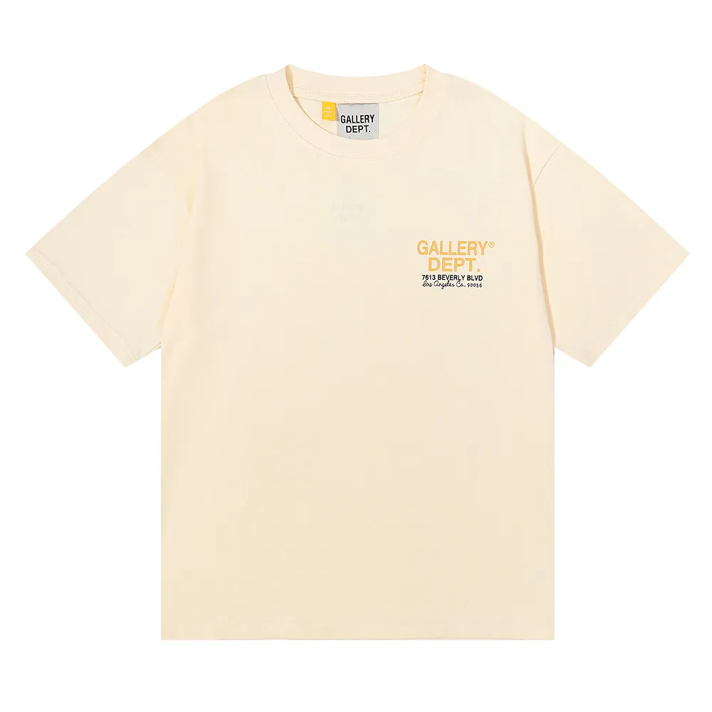 No. 6022, batch 104, niche beauty GALLERY DEPT painted car printing high street pure cotton double yarn short-sleeved T-shirt for men and women Color: black, apricot; Size: S M L XL